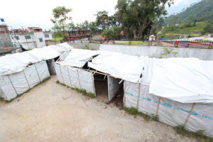 Tokha School Temporary-classrooms-after-basic-weatherproofing